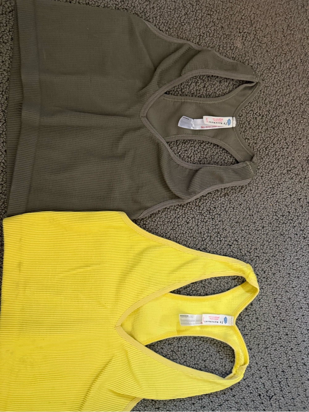 FP Movement by Free People Ribbed Racerback Camisoles in Olive & Bright Yellow